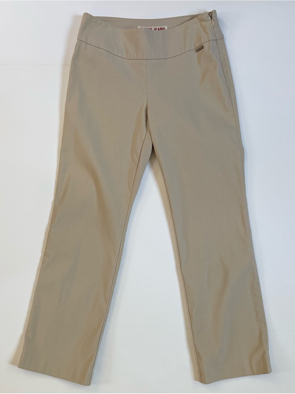 Guess Jeans Ponte Pants Mid Rise Slacks Beige Size 27 Inseam 25 Capris Y2K 90s